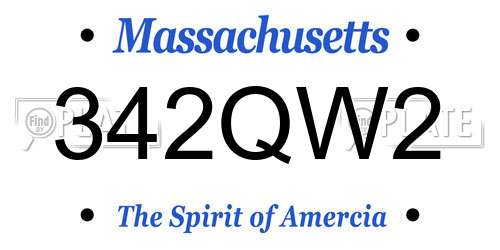 342QW2 Massachusetts License Plate