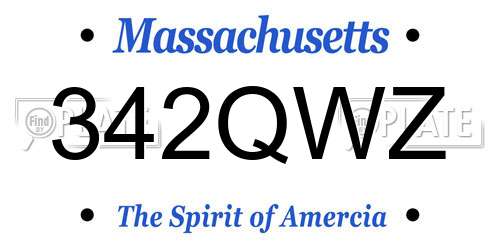 342QWZ Massachusetts License Plate