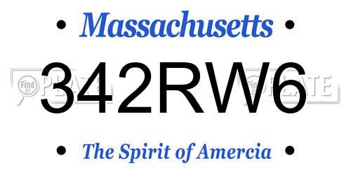 342RW6 Massachusetts License Plate