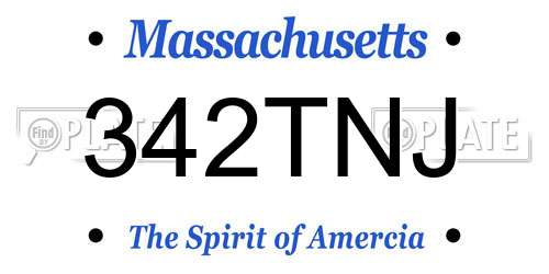 342TNJ Massachusetts License Plate