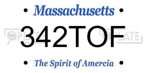 342TOF Massachusetts License Plate