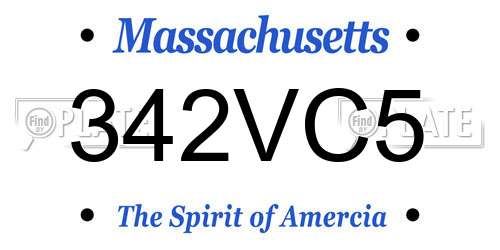 342VC5 Massachusetts License Plate