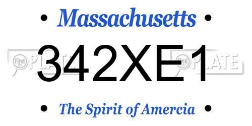 342XE1 Massachusetts License Plate
