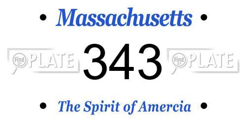 343 Massachusetts License Plate