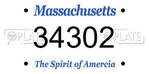 34302 Massachusetts License Plate