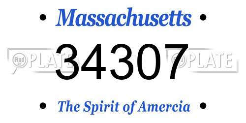 34307 Massachusetts License Plate