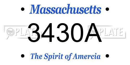 3430A Massachusetts License Plate