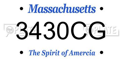 3430CG Massachusetts License Plate
