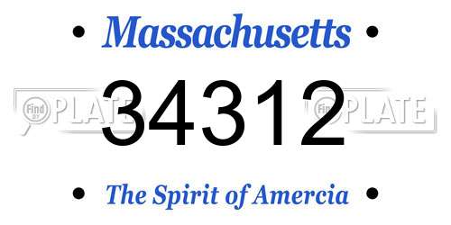 34312 Massachusetts License Plate