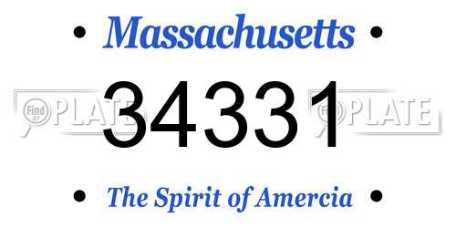 34331 Massachusetts License Plate