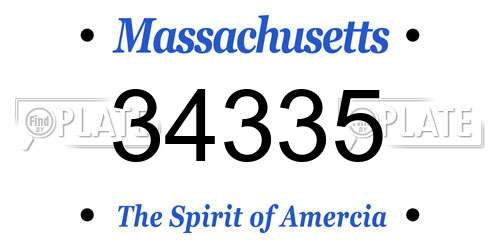 34335 Massachusetts License Plate