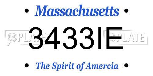 3433IE Massachusetts License Plate