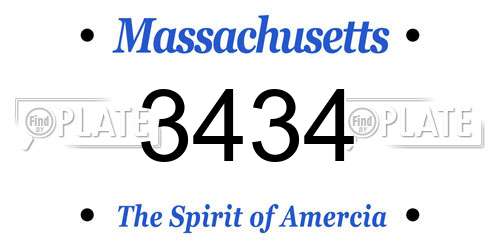 3434 Massachusetts License Plate