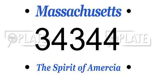 34344 Massachusetts License Plate
