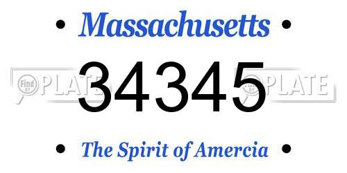 34345 Massachusetts License Plate
