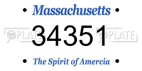 34351 Massachusetts License Plate