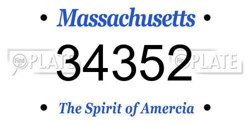 34352 Massachusetts License Plate