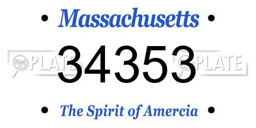 34353 Massachusetts License Plate