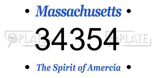 34354 Massachusetts License Plate