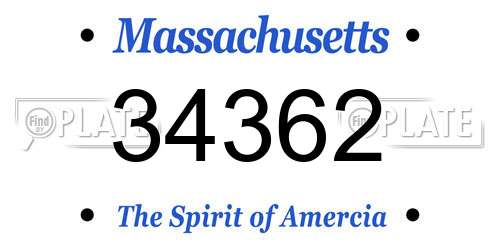 34362 Massachusetts License Plate