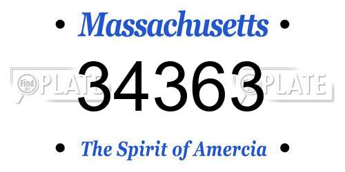 34363 Massachusetts License Plate