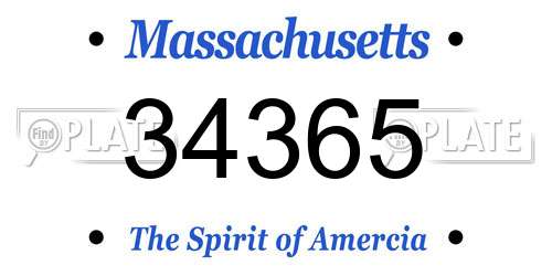 34365 Massachusetts License Plate