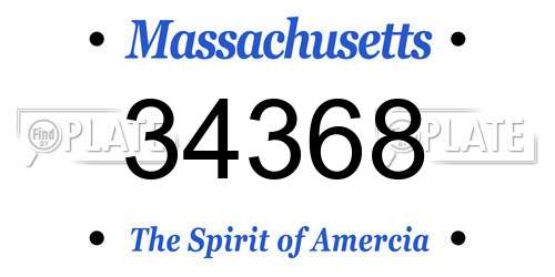 34368 Massachusetts License Plate