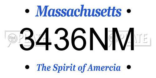 3436NM Massachusetts License Plate
