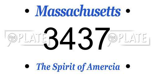 3437 Massachusetts License Plate