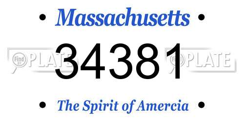 34381 Massachusetts License Plate