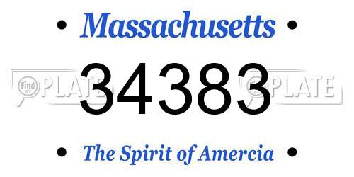 34383 Massachusetts License Plate