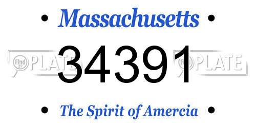 34391 Massachusetts License Plate