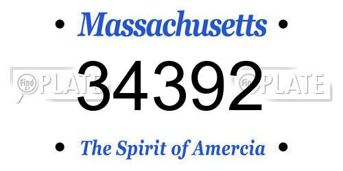 34392 Massachusetts License Plate