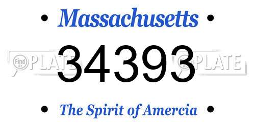 34393 Massachusetts License Plate