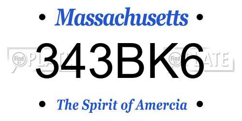 343BK6 Massachusetts License Plate