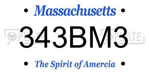 343BM3 Massachusetts License Plate