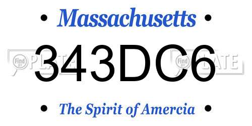 343DC6 Massachusetts License Plate