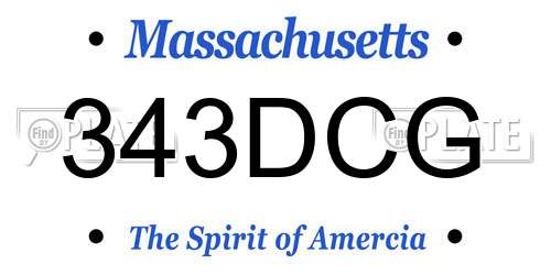 343DCG Massachusetts License Plate