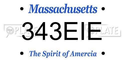 343EIE Massachusetts License Plate