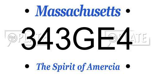 343GE4 Massachusetts License Plate