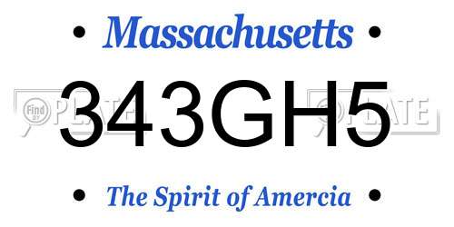 343GH5 Massachusetts License Plate