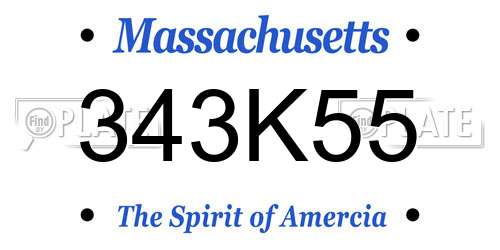 343K55 Massachusetts License Plate