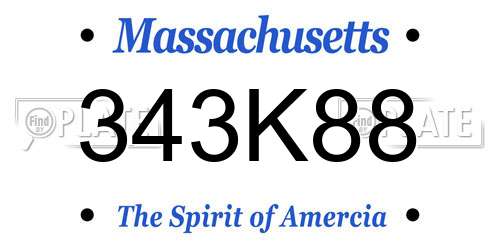343K88 Massachusetts License Plate
