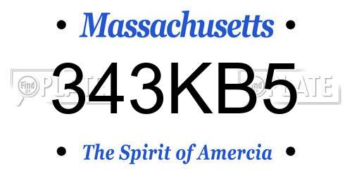 343KB5 Massachusetts License Plate