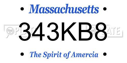 343KB8 Massachusetts License Plate