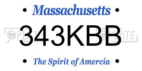 343KBB Massachusetts License Plate