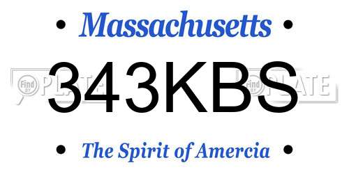 343KBS Massachusetts License Plate