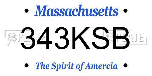 343KSB Massachusetts License Plate