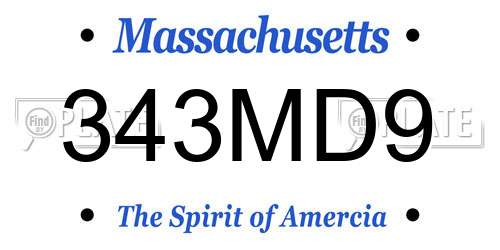 343MD9 Massachusetts License Plate