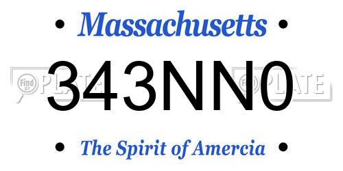 343NN0 Massachusetts License Plate